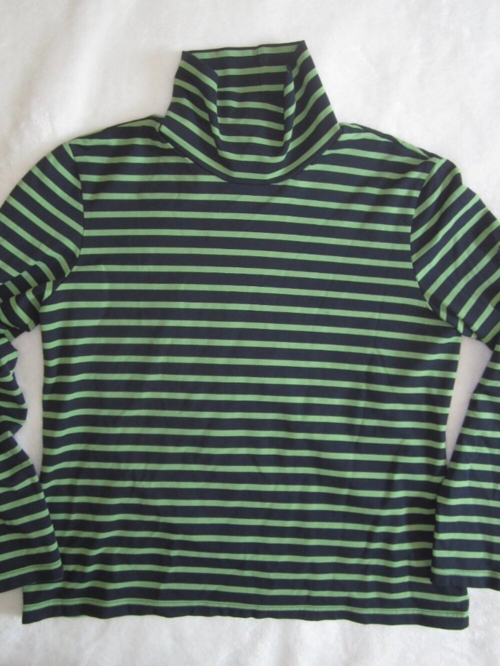 SAINT JAMES OURAL Striped Turtleneck Shirt Navy & Green Women's Medium